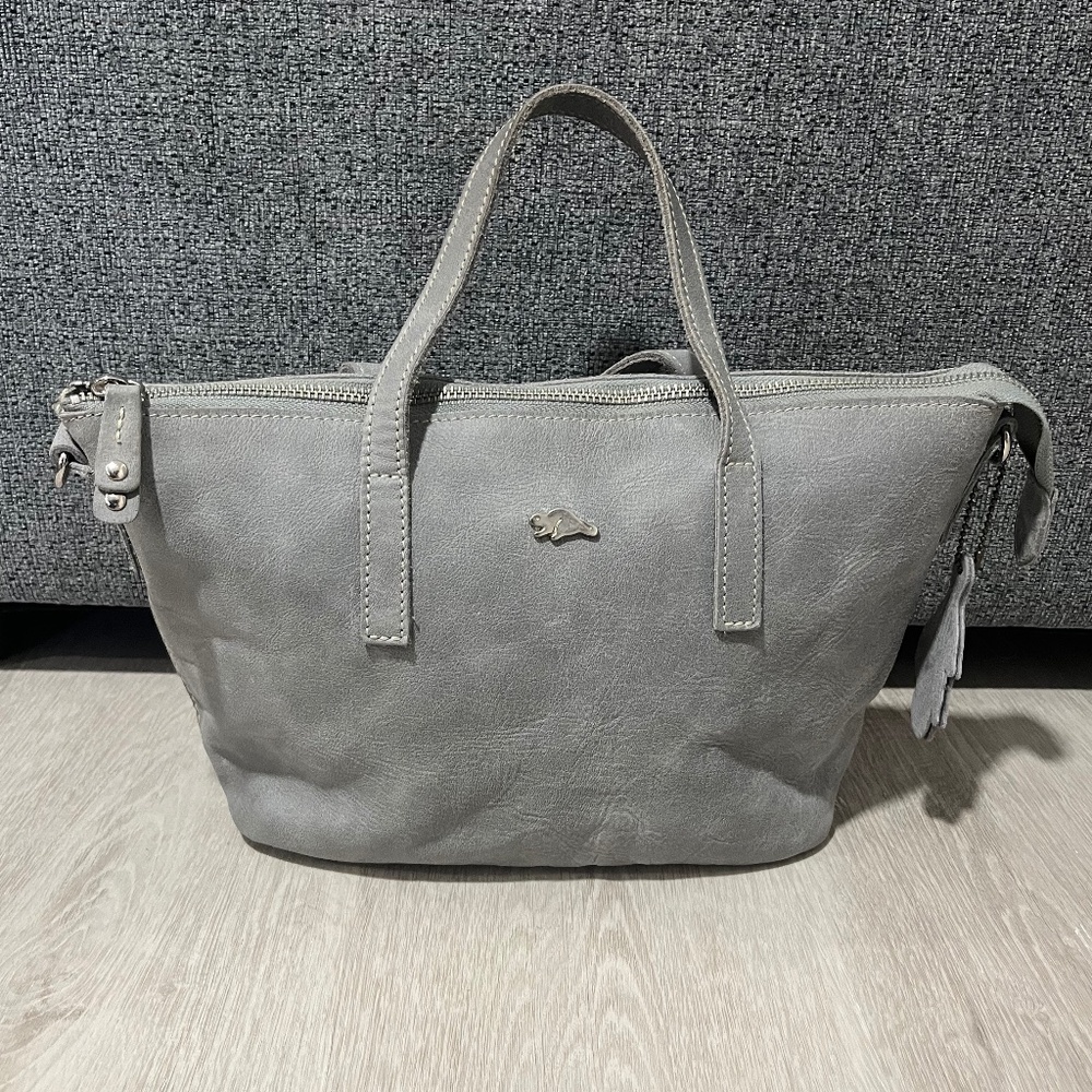 Roots Grey Leather Mini Tote NWOT